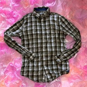 Express brand soft wash plaid grey button down shirt